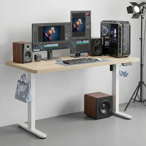Bureau Électrique Réglable en Hauteur HUANUO 120x80 cm/Plateau Entier 25 mm Moteur Sans Balais, Bureau Ergonomique Assis-Debout pour Bureau à Domicile