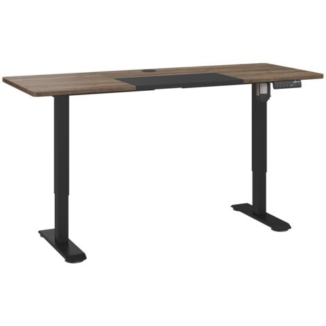 Bureau électrique Vinsetto motorisé 140x70cm réglable hauteur assis-debout noir naturel structure robuste