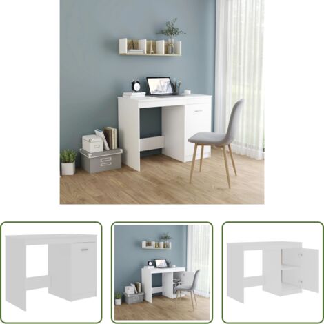Bureau élégant -  Bureau Blanc 100x50x76 cm Bois d'ingénierie