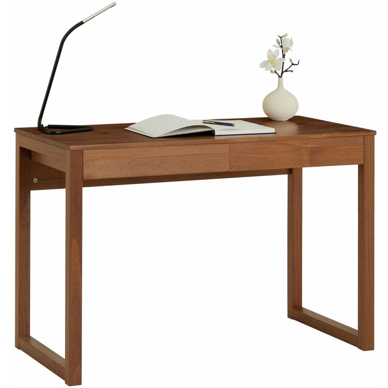 Idimex - Bureau noah 2 tiroirs, en pin massif - Coloris châtaignier