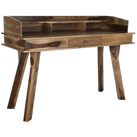 Bureau en bois de sheesham coloris naturel - Longueur 140 x Profondeur 50 x Hauteur 96 cm -PEGANE-