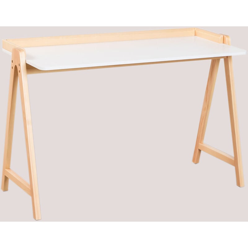 Sklum - Bureau en bois Kailo Style Blanc Cassé - Bois Naturel