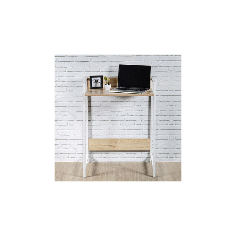 M&s - Bureau 64x42x84 cm en bois et métal blanc