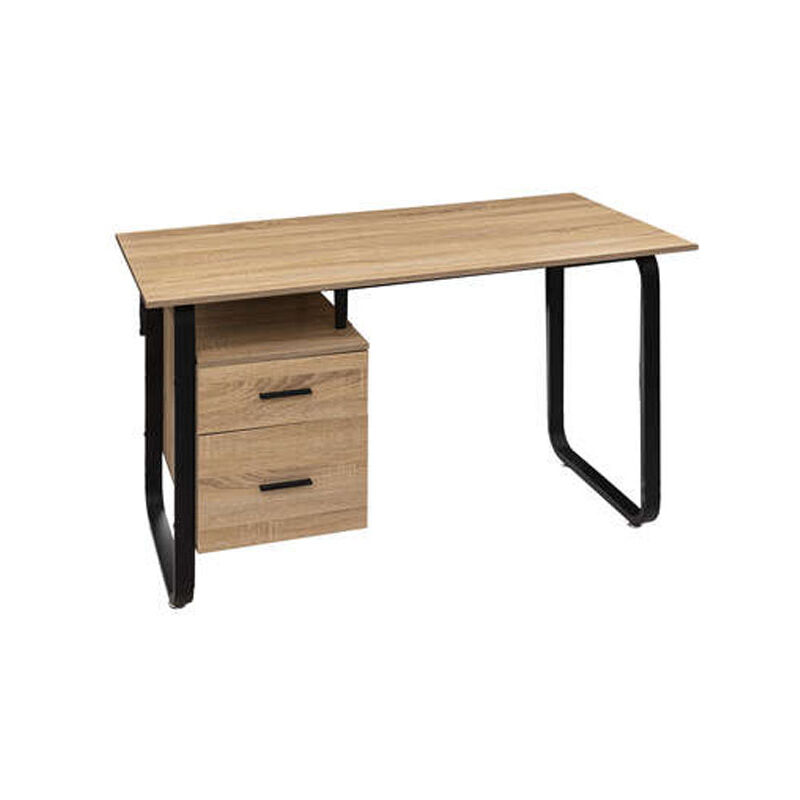 Pegane - Bureau en bois et métal coloris naturel - Longueur 120 x Profondeur 60 x Hauteur 75 cm
