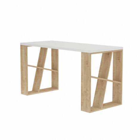 Bureau en bois "Honey" - 140 x 60 x 75 cm - Chêne blanc