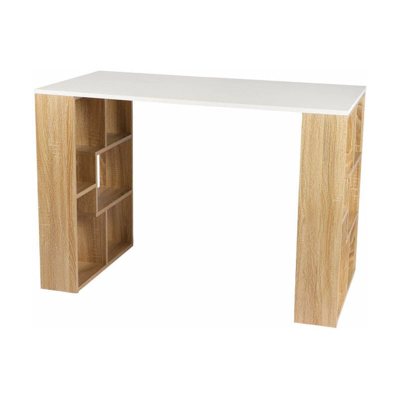 Nova bureau avec structure 10 niches table salle à manger en bois et métal style industriel 110x60xh75cm - Bois et Blanc