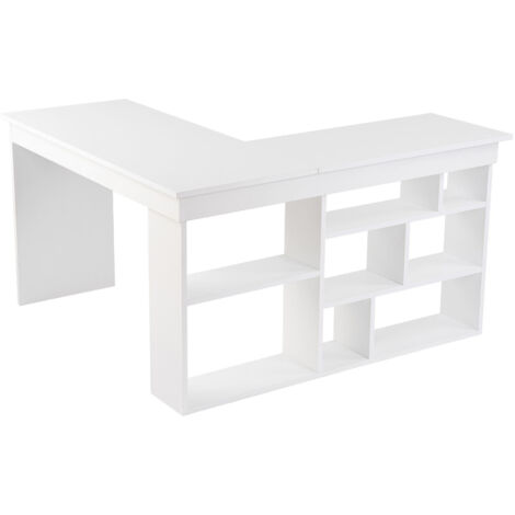 bureau en bois "Vesper" 130 x 120 x 72 cm - Blanc naturel