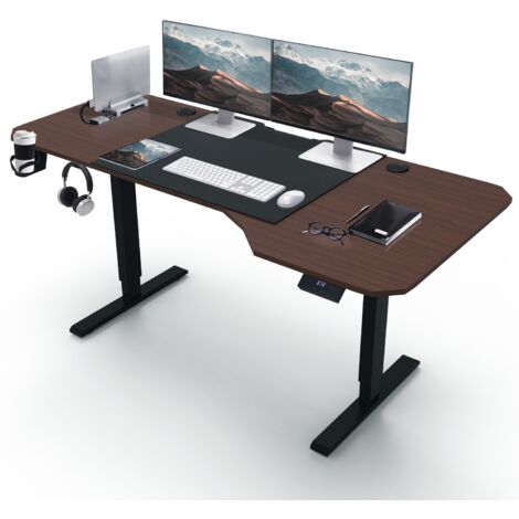 Bureau en L de 160CM, réglable en hauteur, avec support pour écouteurs,
