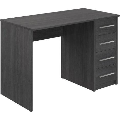 Bureau en mélamine coloris gris foncé avec 3 tiroirs  - Longueur 110 x profondeur 56 x Hauteur 73 cm  -PEGANE-