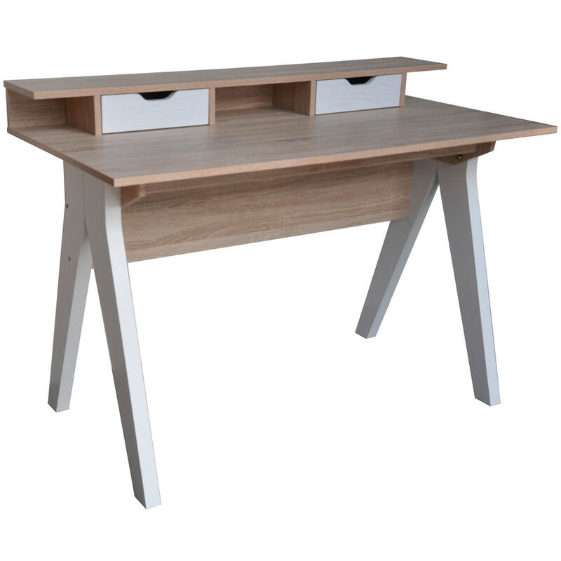 Herdasa - Bureau en mélamine 2 tiroirs, Hispanohogar