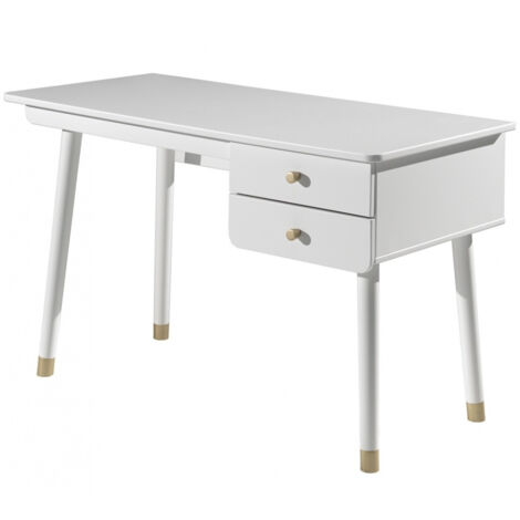 Bureau enfant 2 tiroirs bois blanc satiné Funy