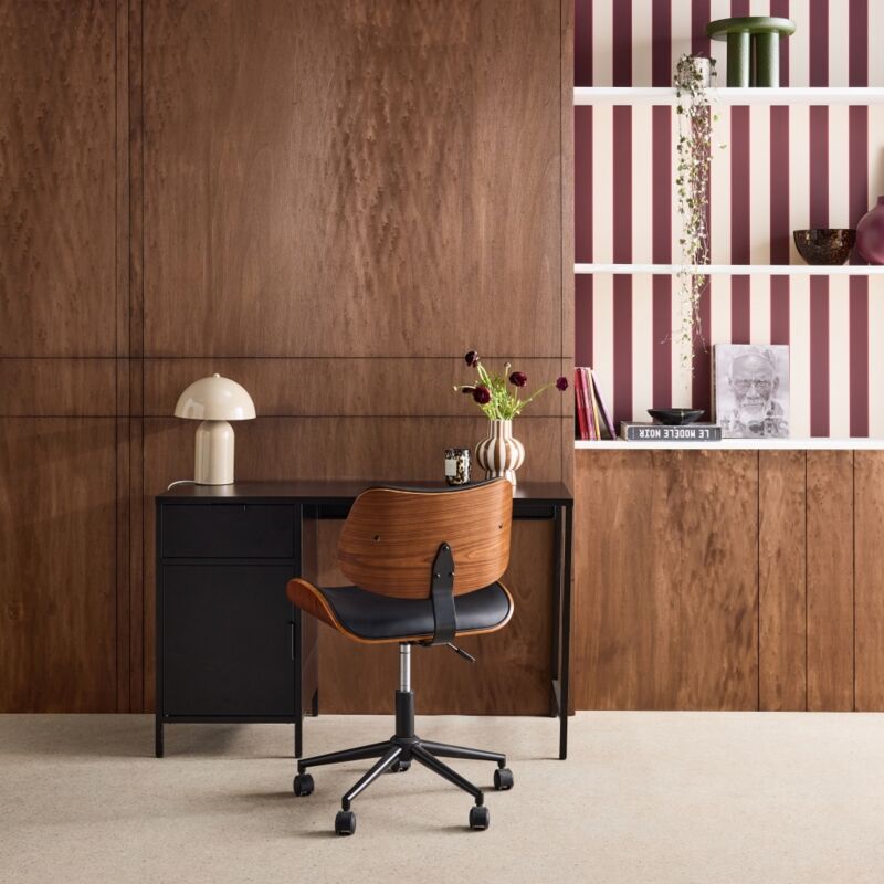 Bureau enfant acier laminé 1 tiroir. noir. L 120 x P 50 x H 75 cm