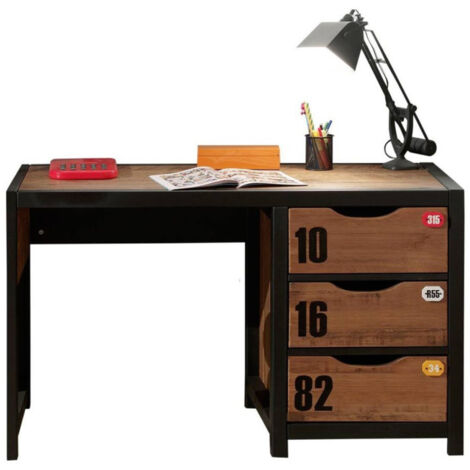 Bureau Enfant "Alex" 130cm Marron & Noir