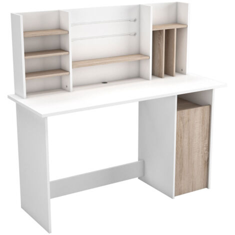 Bureau enfant avec rangement contemporain blanc/chêne Opale