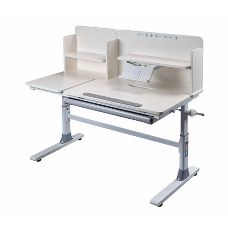 Bureau enfant évolutif et réglable 120x60x96-116 cm gris et blanc