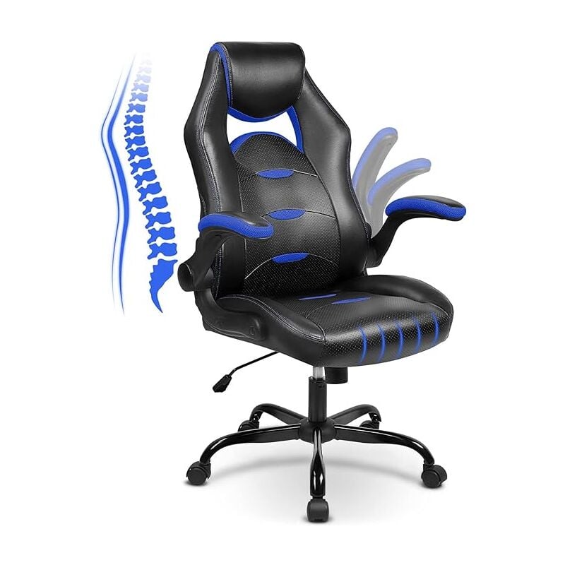 BASETBL Chaise de Bureau Ergonomique 150Kg avec amortisseurs Pliables, Fauteuil de Bureau, Chaise de PC Gaming Hauteur Réglable Dossier Haut et