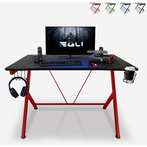 Bureau ergonomique de jeu-vidéo pour PC avec câbles Porte-casque Porte-gobelet 110x70cm TRUST IN GAME
