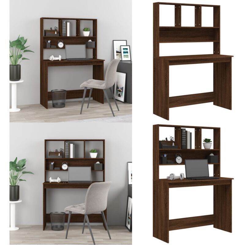 Vidaxl - Bureau et étagères Chêne marron 102x45x148 cm Bois d'ingénierie - Bureau En Bois - Bureau D'étude - Meuble De Bureau - Bureau Moderne