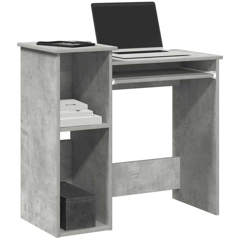 Vidaxl - Bureau avec étagères gris béton 84x40x78 cm bois d'ingénierie