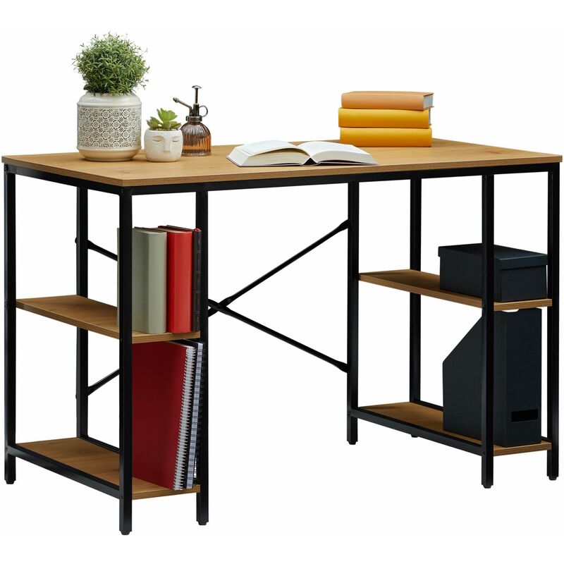 Idimex - Bureau en métal evora avec plateau en fibres de bois couleur chêne sauvage