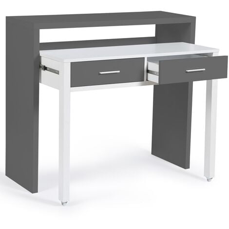 Bureau extensible MAX bois blanc et gris