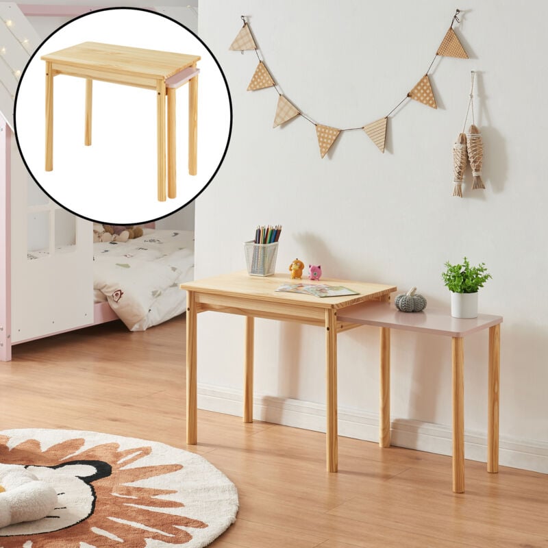 Bureau extensible pour enfant Skellefteå 60 x 38 x 51,5 cm rose [en.casa]