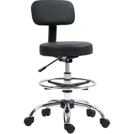 Bureau Fauteuil Ergonomique, Chaise Dessin Réglable en Hauteur avec Repose-Pieds, Siège Bureau, Chaise Pivotante pour Salon, Bureau, Cuir Synthétique, Noir
