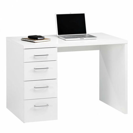 Bureau finition décor blanc avec 4 tiroirs - BASILE - Blanc