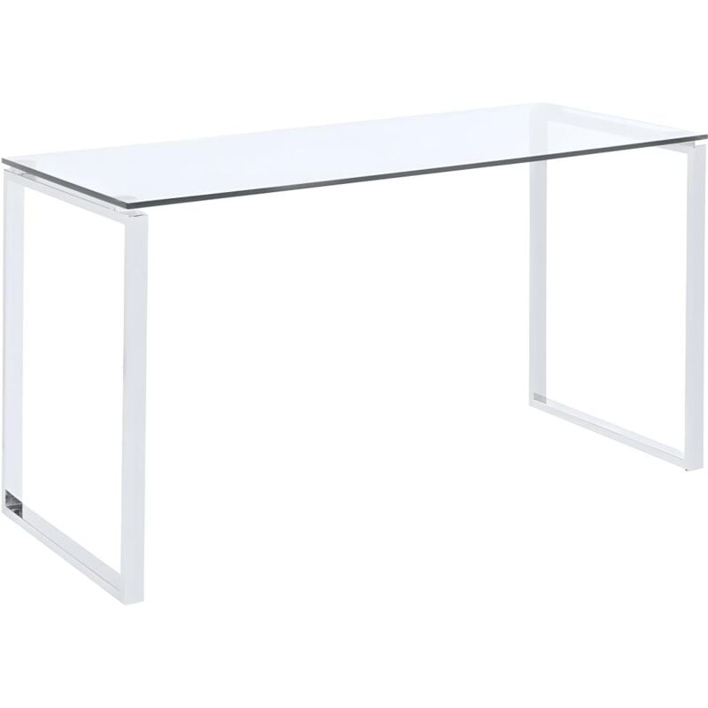 Vente-unique - Bureau freya - Verre trempé & métal chromé