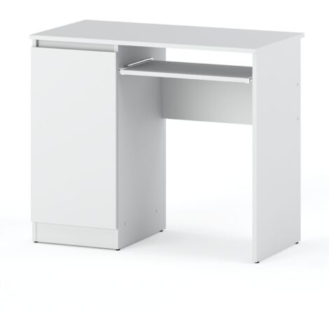 Bureau Gamer - 90 cm - Blanc - 2 étagres - Design moderne et fonctionnel