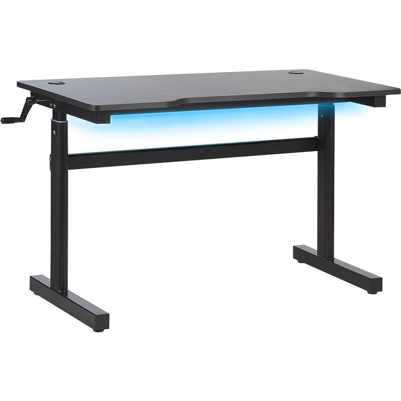 Beliani - Bureau Table Gaming Noir Look Futuriste Plateau Ajustable Manuellement à Rétro Eclairage led Multicolore Ideal Pour Competitions