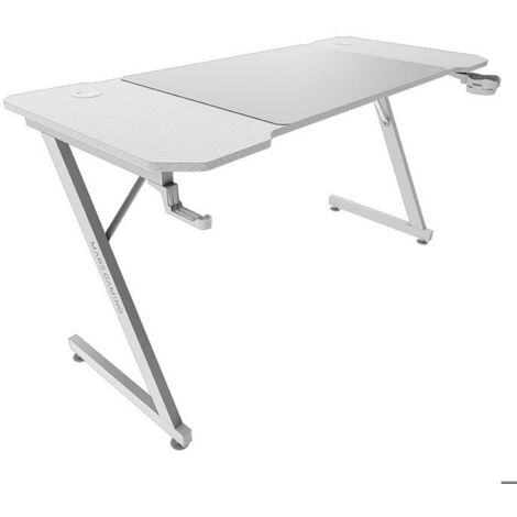 Bureau gamer - Mars Gaming - MGD-X140 - 140x60 cm - Blanc - Système de câbles intégré