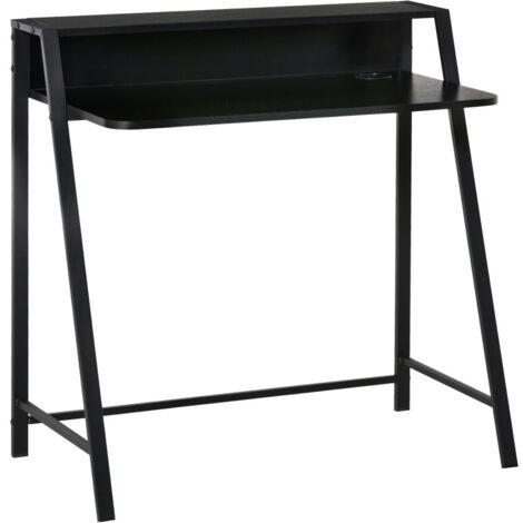 Bureau Gamer Métal-Design Moderne avec Étagère-Rangement Câbles-Noir 84 x 45 x 85 cm