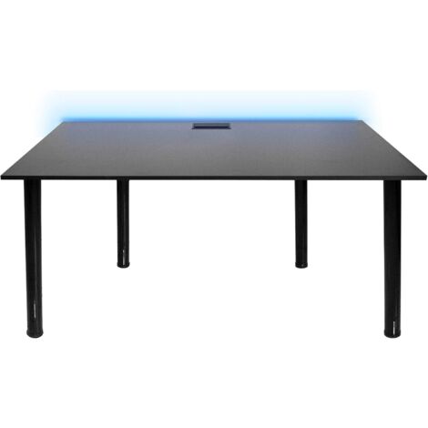 Bureau gamer noir 134 x 62 cm – Aluminium avec éclairage LED 16 couleurs – Passe-câble intégré – Prise 3 ports USB – Syberdesk - DESK 132 X