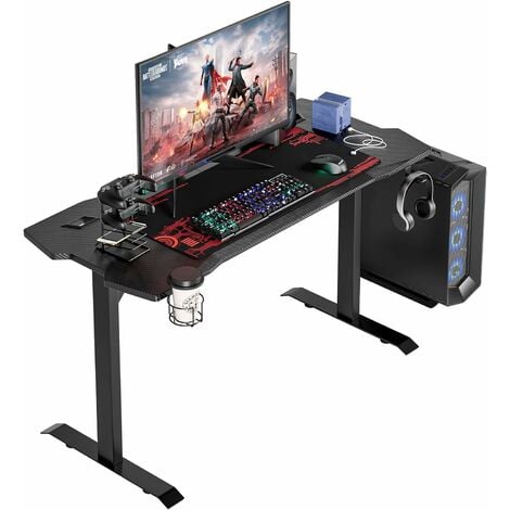Ultimate Setup Bureau Gaming 160 cm Table Gaming réglable en Hauteur  Couleur Noir électrique - Bureau 160x80 cm : : Cuisine et Maison
