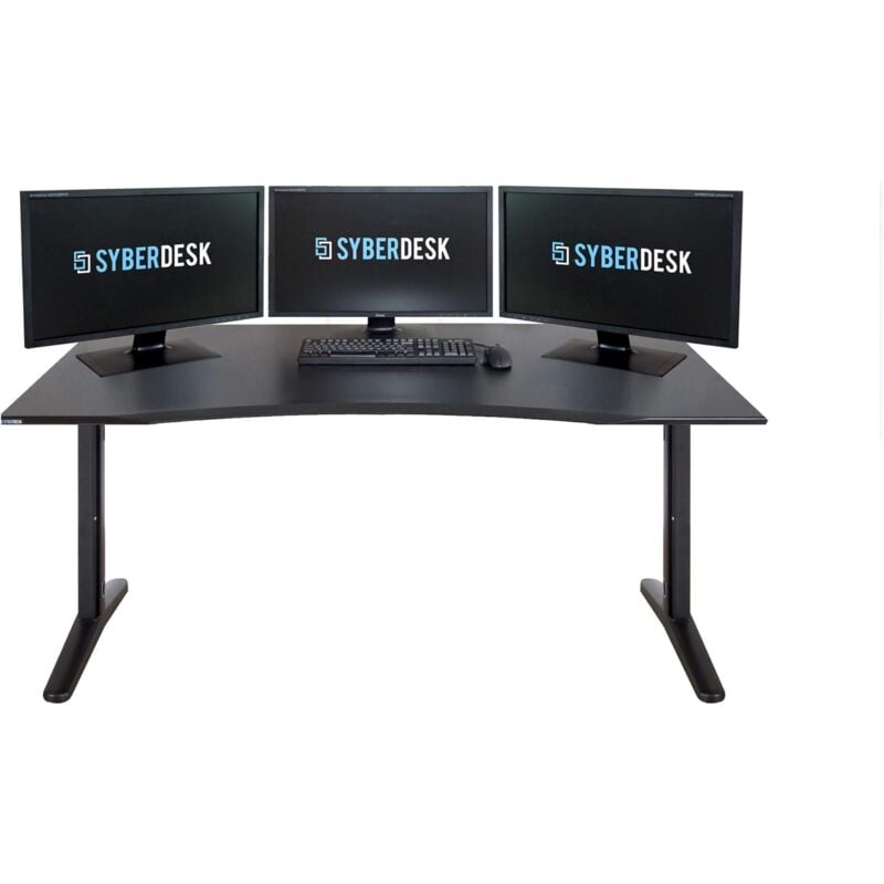 Syberdesk - Bureau Gaming elite xxl- Ergonomique grand bureau - 170 x 76 x 76 -75 cm - Ordinateur Bureau de Jeu avec led - systeme de gestion des