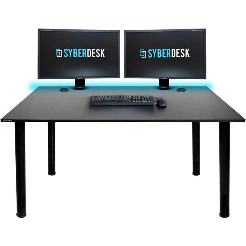 Syberdesk - Bureau Gaming Bureau de Jeu pour Gamers 120 cm x 65 cm – Bureau d'ordinateur pour Bureau à Domicile – Bureau avec Lumières led –