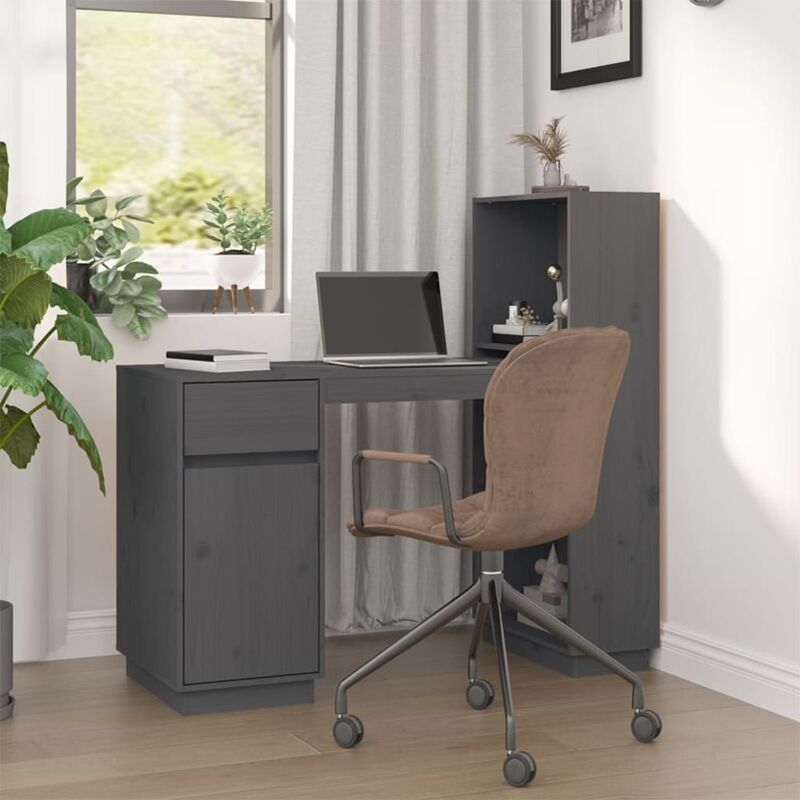 Vidaxl - Bureau Gris 110x53x117 cm Bois massif de pin