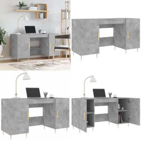 Bureau gris béton 140x50x75 cm bois d'ingénierie - bureau -  bureaux - Home & Living