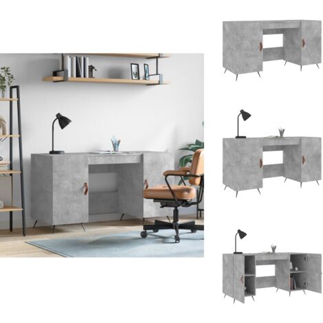 Bureau gris béton 140x50x75 cm bois d'ingénierie - Bureau D'étude - Bureau Compact - Bureau Design - Meuble De Bureau - Bureau Industriel
