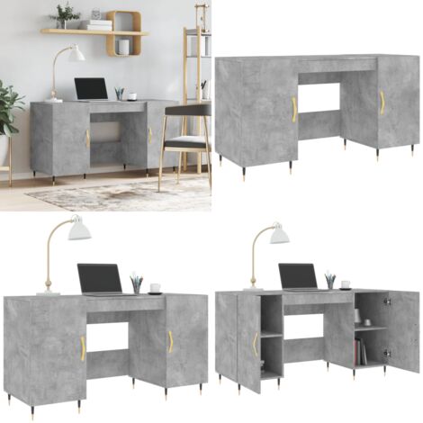 Bureau gris béton 140x50x75 cm bois d'ingénierie - Bureau en bois d'ingénierie - Rangement bureau