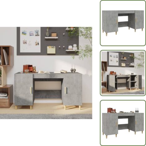 Bureau Gris béton 140x50x75 cm Bois d'ingénierie - Bureau Gris - Bureau Informatique - Meuble De Bureau - Bureau Moderne - Bureau Compact
