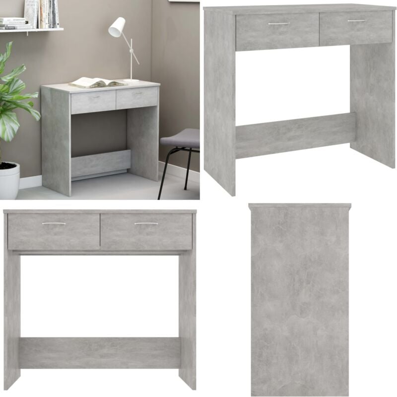 Vidaxl - Bureau Gris béton 80x40x75 cm Bois d'ingénierie - Bureau Design - Bureau Gris - Bureau Compact - Bureau Enfant - Bureau Étudiant - Home &