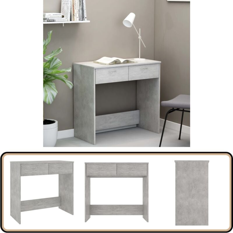 Vidaxl - Bureau Gris béton 80x40x75 cm Bois d'ingénierie - Bureau Design - Bureau Gris - Bureau Compact - Bureau Enfant - Bureau Étudiant