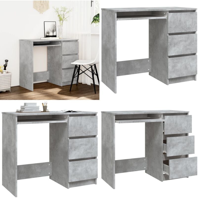Vidaxl - Bureau Gris béton 90x45x76 cm Bois d'ingénierie - Bureau Gris - Bureau Design - Bureau Compact - Bureau Enfant - Bureau Ordinateur - Home &