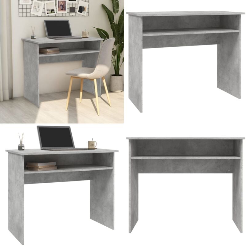 Vidaxl - Bureau Gris béton 90x50x74 cm Bois d'ingénierie - Bureau Gris - Bureau Informatique - Bureau Compact - Meuble De Bureau - Bureau Enfant