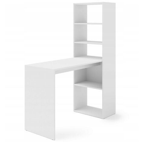 Bureau HARMONIE Table avec étagères pour ordinateur Bureau ménager blanc mat