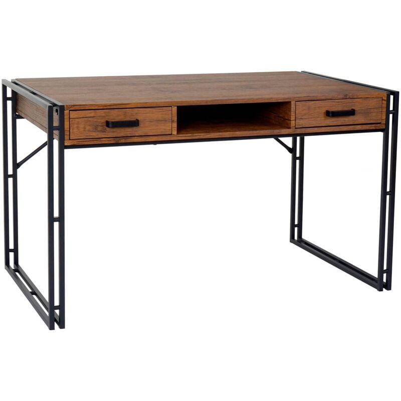HHG - Bureau Dohna, table d'ordinateur, 121x70cm, structure 3D, aspect chêne sauvage