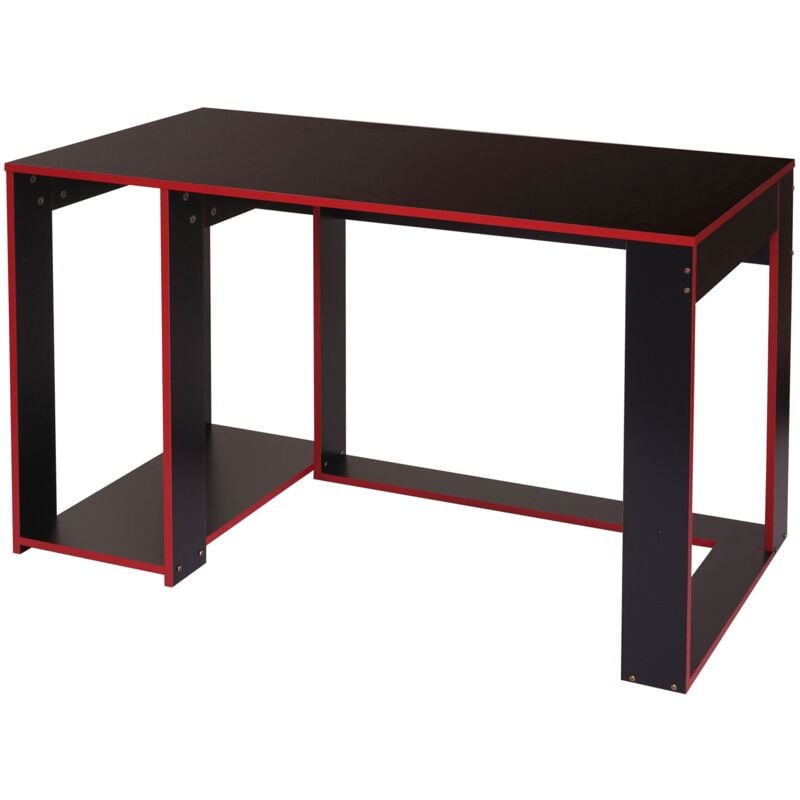 HHG - jamais utilisé] Bureau 834, bureau informatique table de bureau, 120x60x76cm, noir-rouge