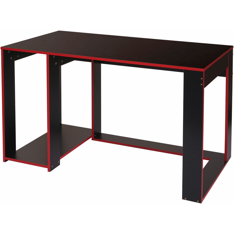 bureau hhg 834, bureau informatique table de bureau, 120x60x76cm noir-rouge - black